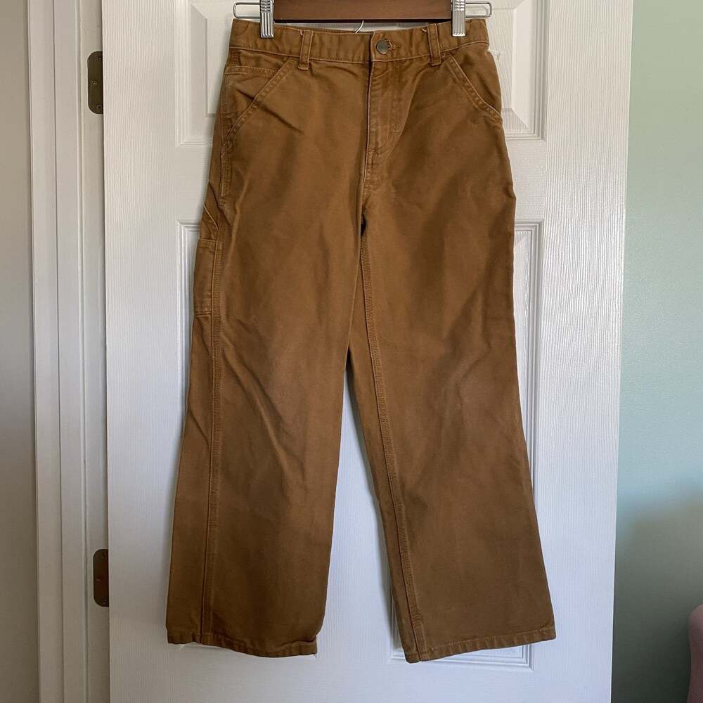 Carhartt Carpenter Pants Boys 10 Brown Canvas Straight Leg Workwear Casual